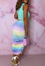 Ombre Illusion Multi Stretch Midi Ruched Fade Out Skirt