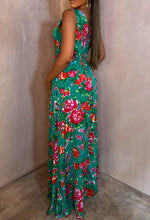 She's So Fancy Multi Rose Print Ruched Waist Over Skirt Jumpsuit