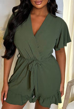 Knot Your Average Khaki Frill Detail Playsuit