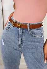 One Of A Kind Brushed Gold Buckle Detail Tan Belt