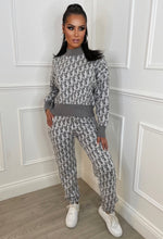 Pink Ladies Grey Marl Turtle Neck Knitted 2pcs Loungewear Set