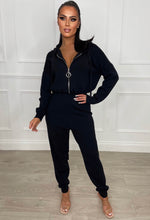 Jump Into Luxe Black Knitted Hooded Zip Through Jumpsuit