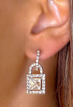 Love Me Back Silver Diamond Lock Earring