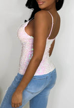 Sparkle Chic Baby Pink Sequin Cowl Neck Cami Top