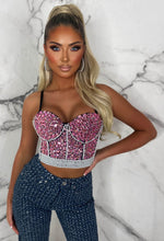 Glittering Rose Pink Diamond and Pearl Embellished Bodice Top Limited Edition