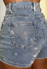 Blazing Star Mid Blue Stretch Star Denim Shorts