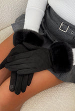 Valeria Black Faux Fur Trim Gloves