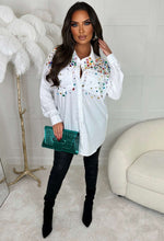 Bejeweled White Jewel Embellished Shirt