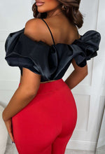 Beaming Beauty Black Ruffle Shoulder Top