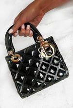 Get The Look Black Patent Quilted Bag