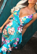 Bring The Heat Green Floral Frill Wrap Dress