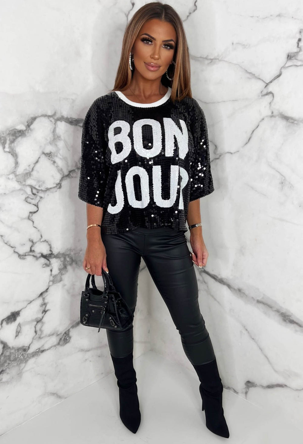 Bonjour sequin sales shirt dress