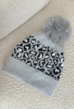 Fierce Cutie Grey Leopard Print Bobble Hat