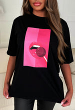 Kiss On The Lips Black Lip Slogan T-Shirt