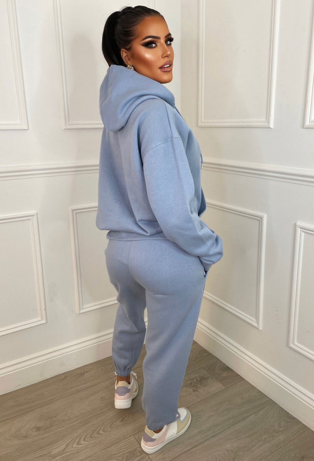 Ltd Edition Blue Embroided Hooded 2pcs Loungewear Set | Pink Boutique ...