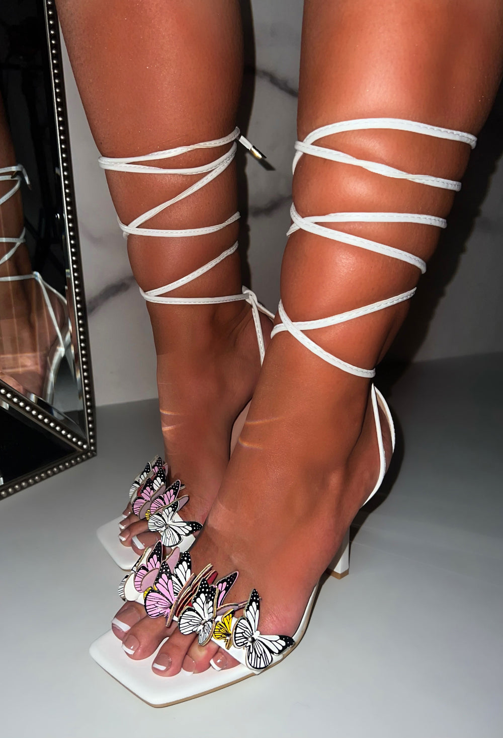 Buy Arqa Strappy Heeled Sandals for Women Butterfly Ankle Wrap High Heels  Lace-up Wedding Bride Stiletto Online at Lowest Price Ever in India | Check  Reviews & Ratings - Shop The World