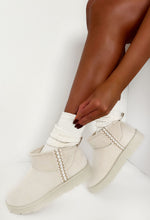 Snowy Blues Cream Aztec Detail Faux Fur Lining Cosy Boots