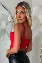 Alayna Red Stretch Drape Corset Top