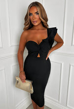 Alivia Black One Shoulder Cut Out Bandeau Dress