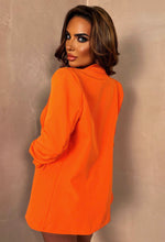 Always Iconic Orange Shawl Ruched Sleeve Blazer