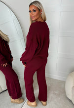 Autumn Baby Burgundy Tie Knot Knitted Co-Ord Set