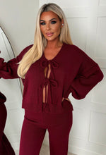 Autumn Baby Burgundy Tie Knot Knitted Co-Ord Set