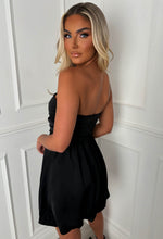 Belle Of The Ball Black Satin Bandeau Puffball Dress