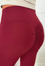 Better Shape Up Burgundy Ruched Flared Leggings