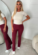 Better Shape Up Burgundy Ruched Flared Leggings