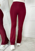 Better Shape Up Burgundy Ruched Flared Leggings