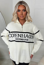 Bring The Style Cream Slogan Knitted Quarter Zip Jumper