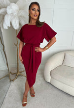 Came Here For Love Burgundy Belted Wrap Front Midi Dress