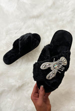 Celestia Black Lobster Embellished Slippers