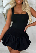 Chic & Fancy Black Puff Ball Stretch Skirt