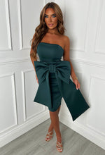 Classy Dream Green Bandeau Bow Skirt Midi Dress