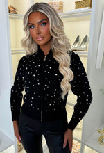 Coco Belle Black Pearl Embellished Knitted Zip Jacket