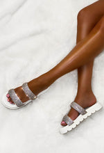 Crystal Crush White Chunky Diamante Sandals