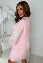 Decade Classics Baby Pink Knitted Textured Sleeve Dress