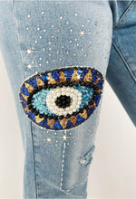 Denim Heart Mid Blue Heart Sequin Graffiti Jeans