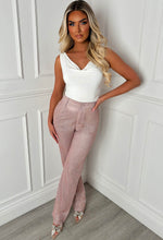 Divine Diva Pink Lurex Stretch Straight Leg Trousers