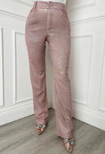 Divine Diva Pink Lurex Stretch Straight Leg Trousers