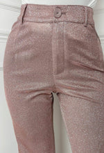 Divine Diva Pink Lurex Stretch Straight Leg Trousers