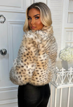 Divine Dreaming Natural Faux Fur Animal Print Cropped Jacket