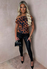 Dixie Black Leopard Print Ruched Top