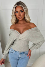 Elsie Beige V-Neck Wrap Jumper