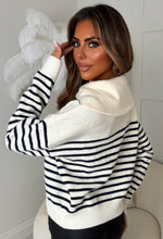 Eternal Love Cream Zip Up Stripe Jumper