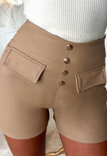 Fastened Up Natural Faux Leather Button Front Shorts