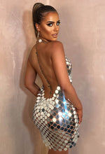 Festival Affair Silver Chainmail Disc Sequin Mini Dress