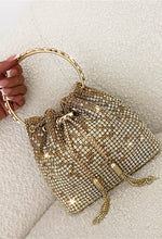 Glam Charm Gold Crystal Bucket Bag