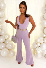 Got Flare Lilac Deep V Wide Leg Jumpsuit